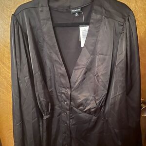 torrid Black Satin Button-Front Blouse